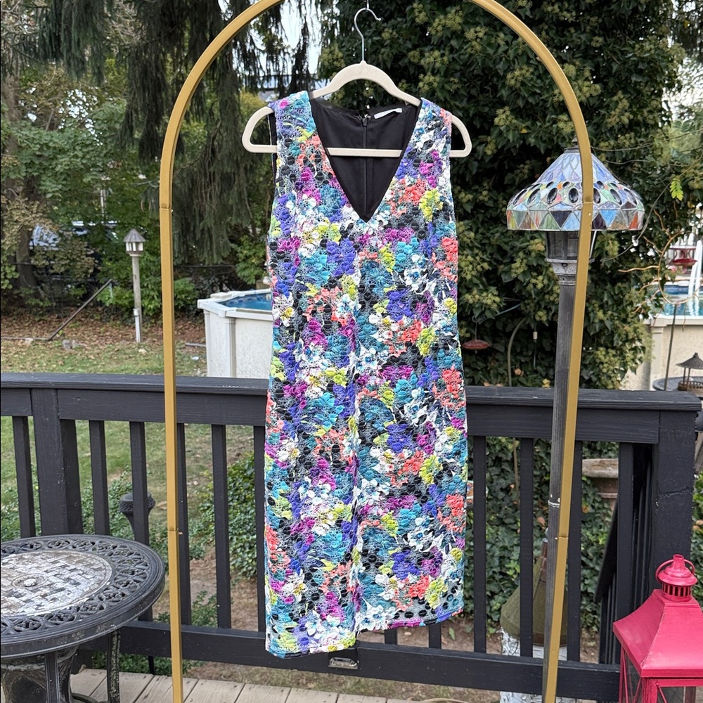 T Tahari Black Dress with Floral Accents